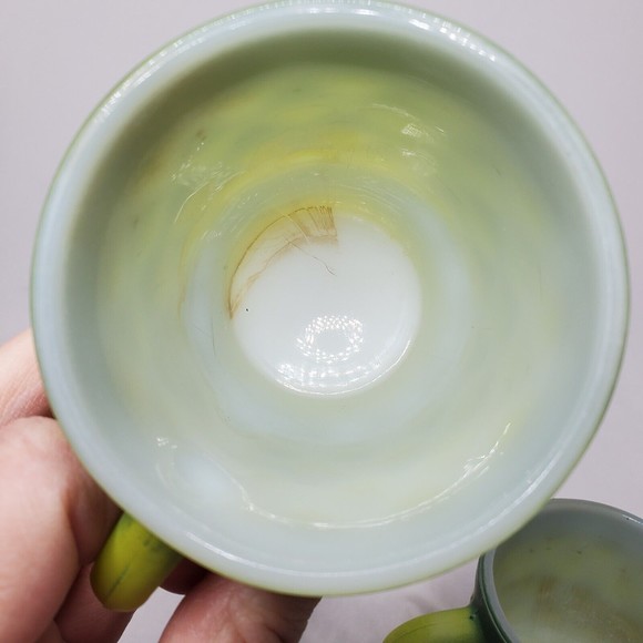 MCM FIRE KING Green Kimberly Mugs Cups Anchor Hocking Diamond Argyle Ombre 3 Set - Picture 11 of 13